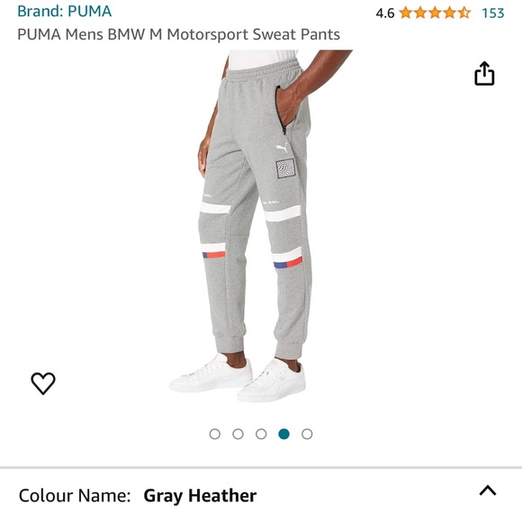 PUMA Mens BMW M Motorsport Sweat Pants Grey - Picture 6 of 7